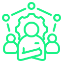 Team leadership icon with document, eye & light bulb – visionary leadership, creative strategy, business growth Australia.